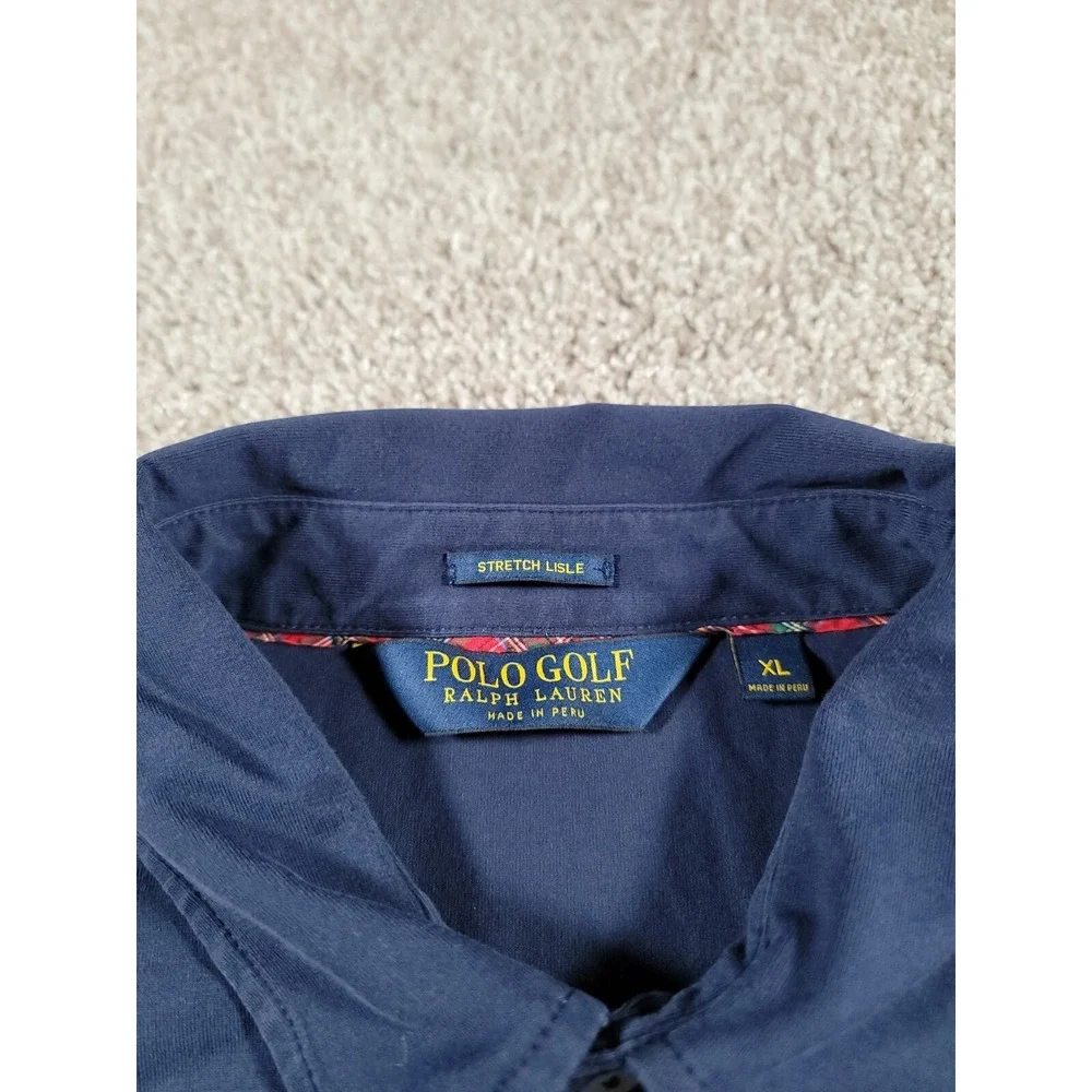 POLO GOLF Ralph Lauren Mens XL Stretch Lisle Dark Blue Short Sleeve Polo Shirt
